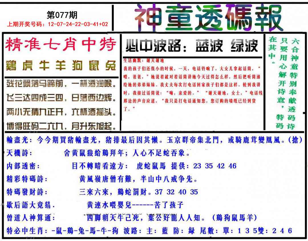077期神童透码报[图]